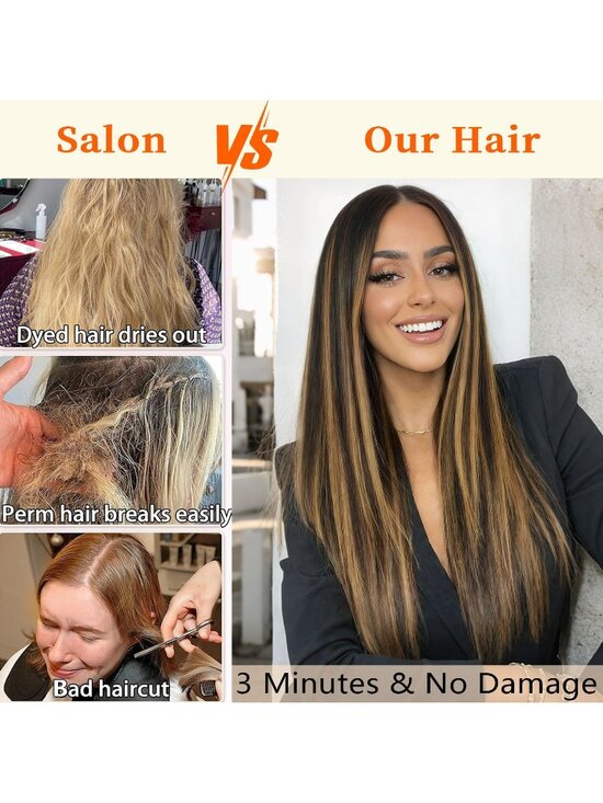 Women\'s brown Glueless Synthetic Lace Front Pre-Plucked Hairline 28 Inch main image 4